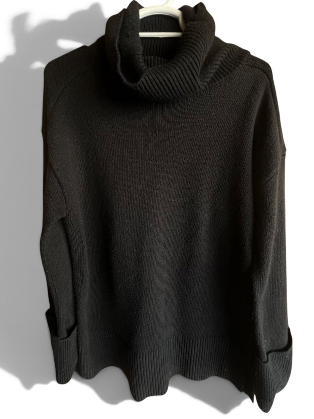 Talbots Black Heavy Knit Cowl Turtleneck Pullover Sweater Size S